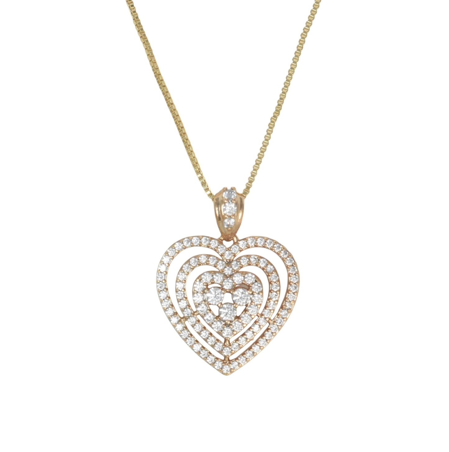 Gold Plated Heart Pendant Charm with CZ