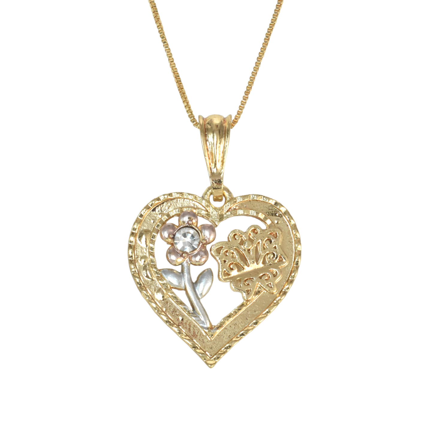 Gold Plated Heart Pendant Charm With CZ | Wholesale Jewelry