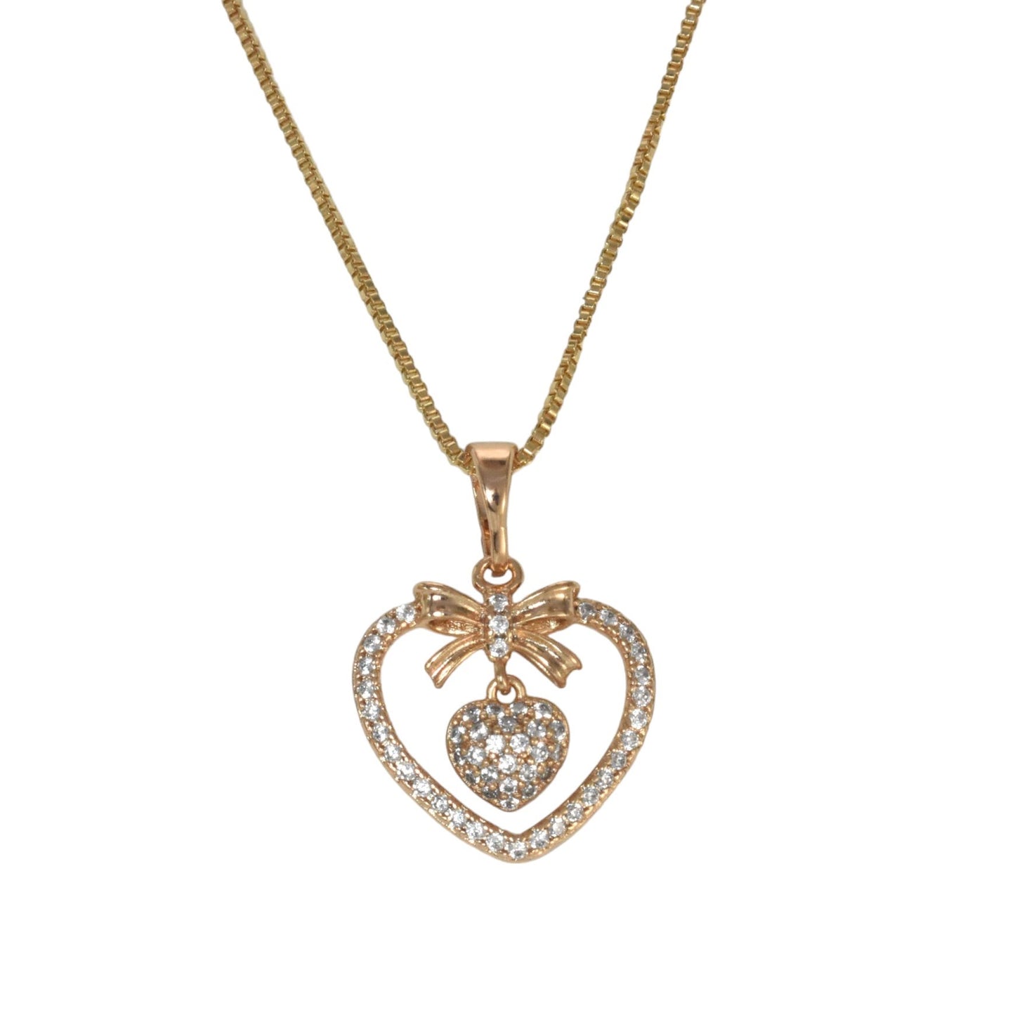 Gold Plated Heart Pendant Charm with CZ | Wholesale Jewelry