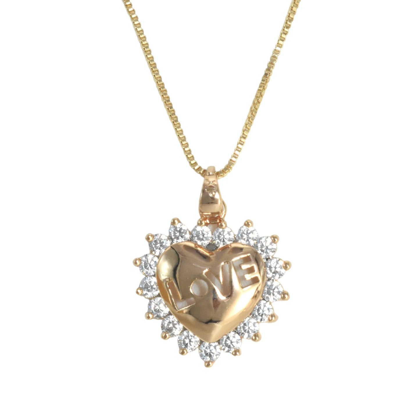 Gold Plated Heart Pendant Charm with CZ | Wholesale Jewelry