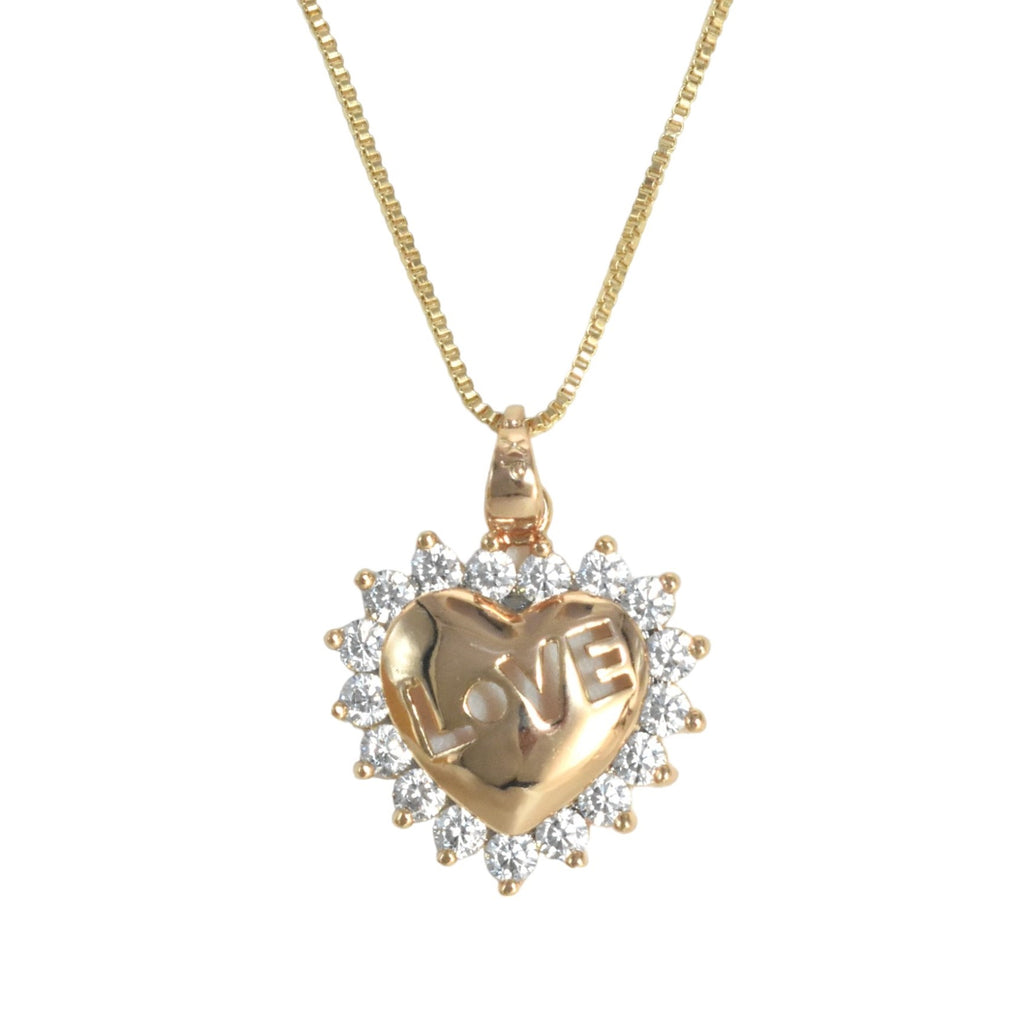 Gold Plated Heart Pendant Charm with CZ