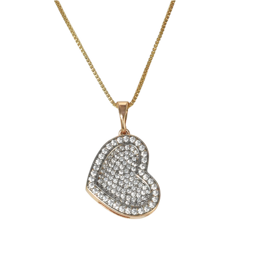 Gold Plated Heart Pendant Charm with CZ