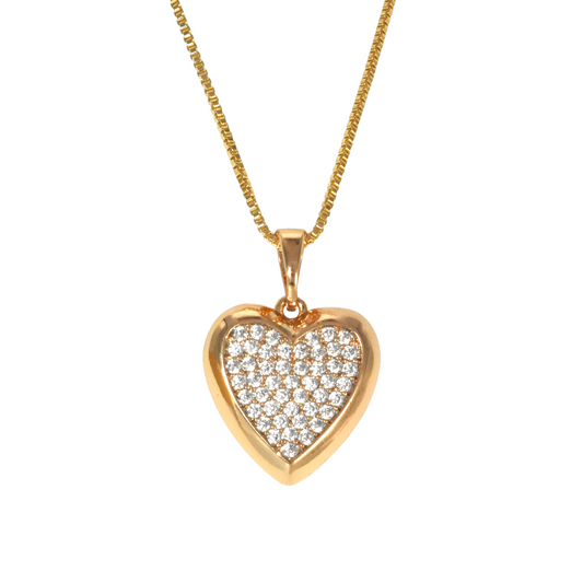 Gold Plated Heart Pendant Charm with CZ