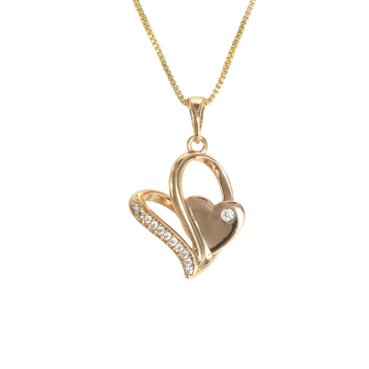 Gold Plated Heart Pendant Charm with CZ | Wholesale Jewelry