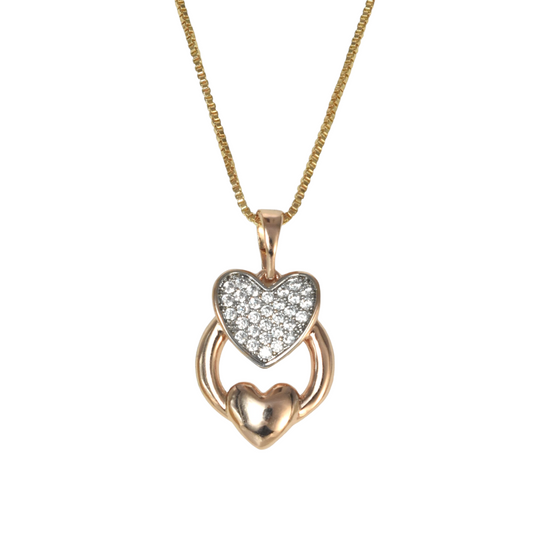 Gold Plated Heart Pendant Charm with CZ