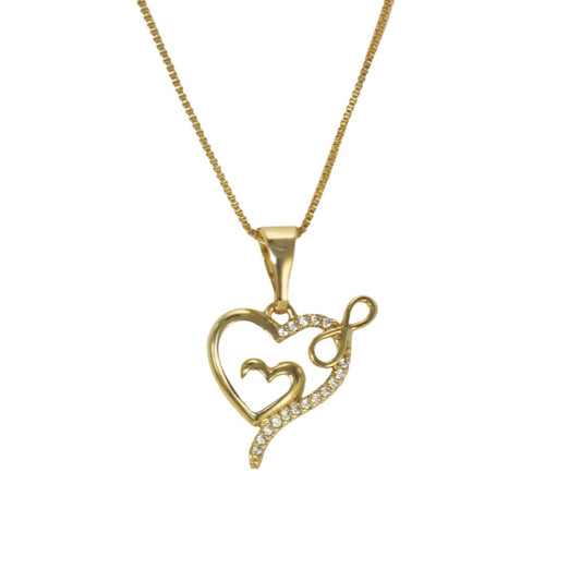 Gold Plated Heart Pendant Charm with CZ