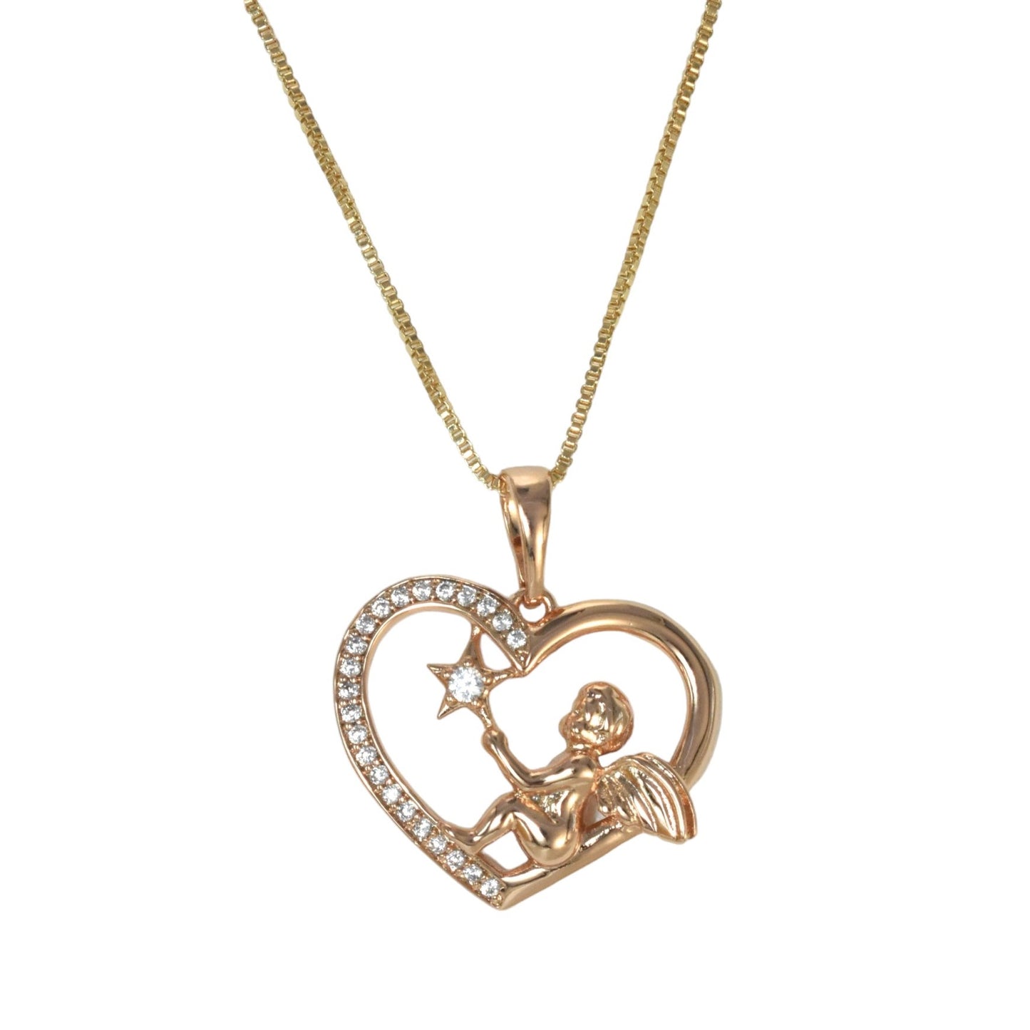 Gold Plated Heart Pendant Charm with CZ | Wholesale Jewelry