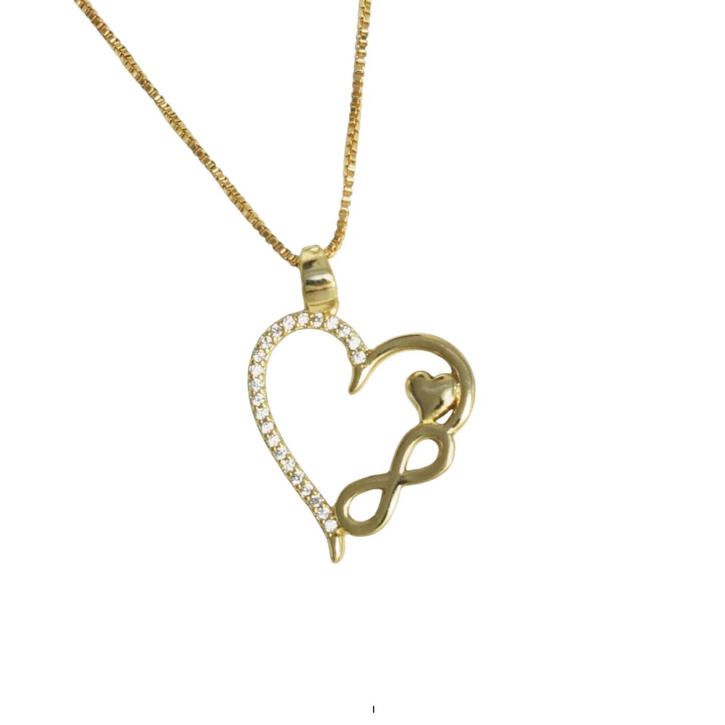 Gold Plated Heart Pendant Charm with CZ