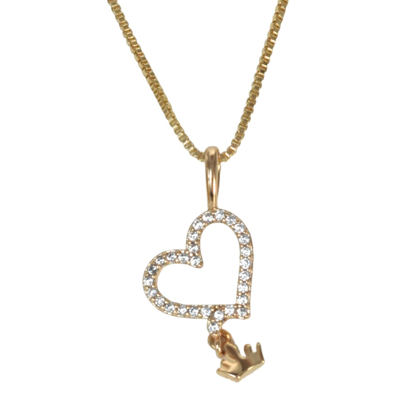 Gold Plated Heart Pendant Charm with CZ