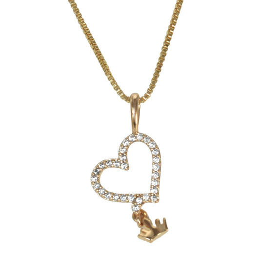 Gold Plated Heart Pendant Charm with CZ | Wholesale Jewelry