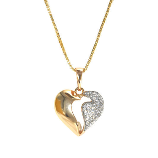 Gold Plated Heart Pendant Charm with CZ | Wholesale Jewelry