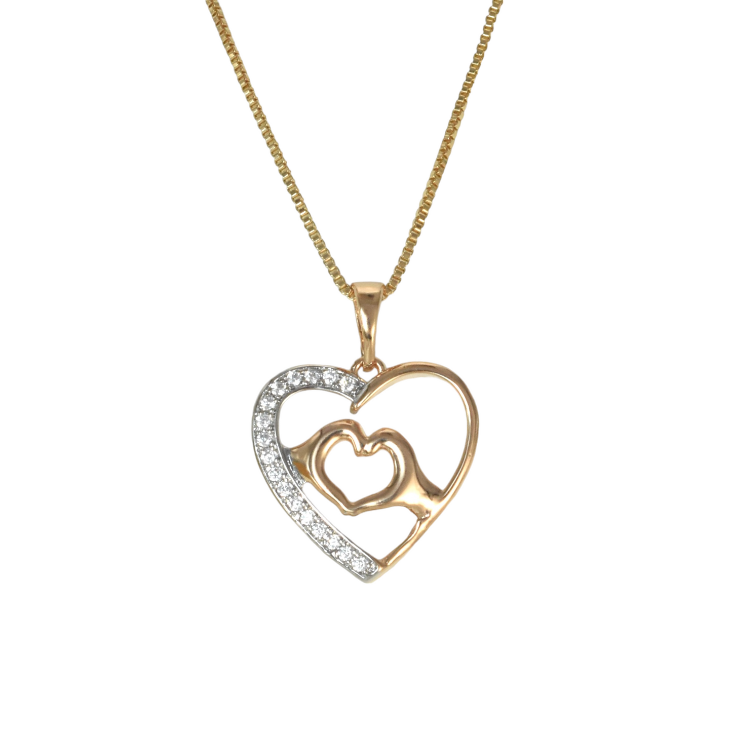 Gold Plated Heart Pendant Charm with CZ | Wholesale Jewelry