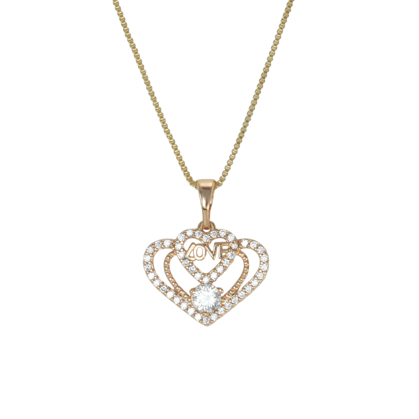 Gold Plated Heart Pendant Charm with CZ