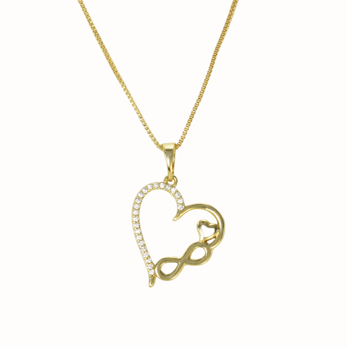 Gold Plated Heart Pendant Charm with CZ