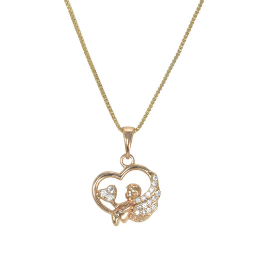 Gold Plated Heart Pendant Charm with CZ | Wholesale Jewelry