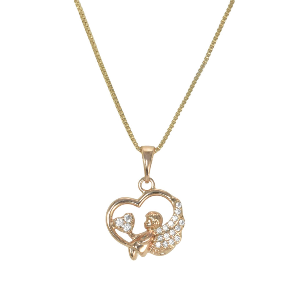 Gold Plated Heart Pendant Charm with CZ