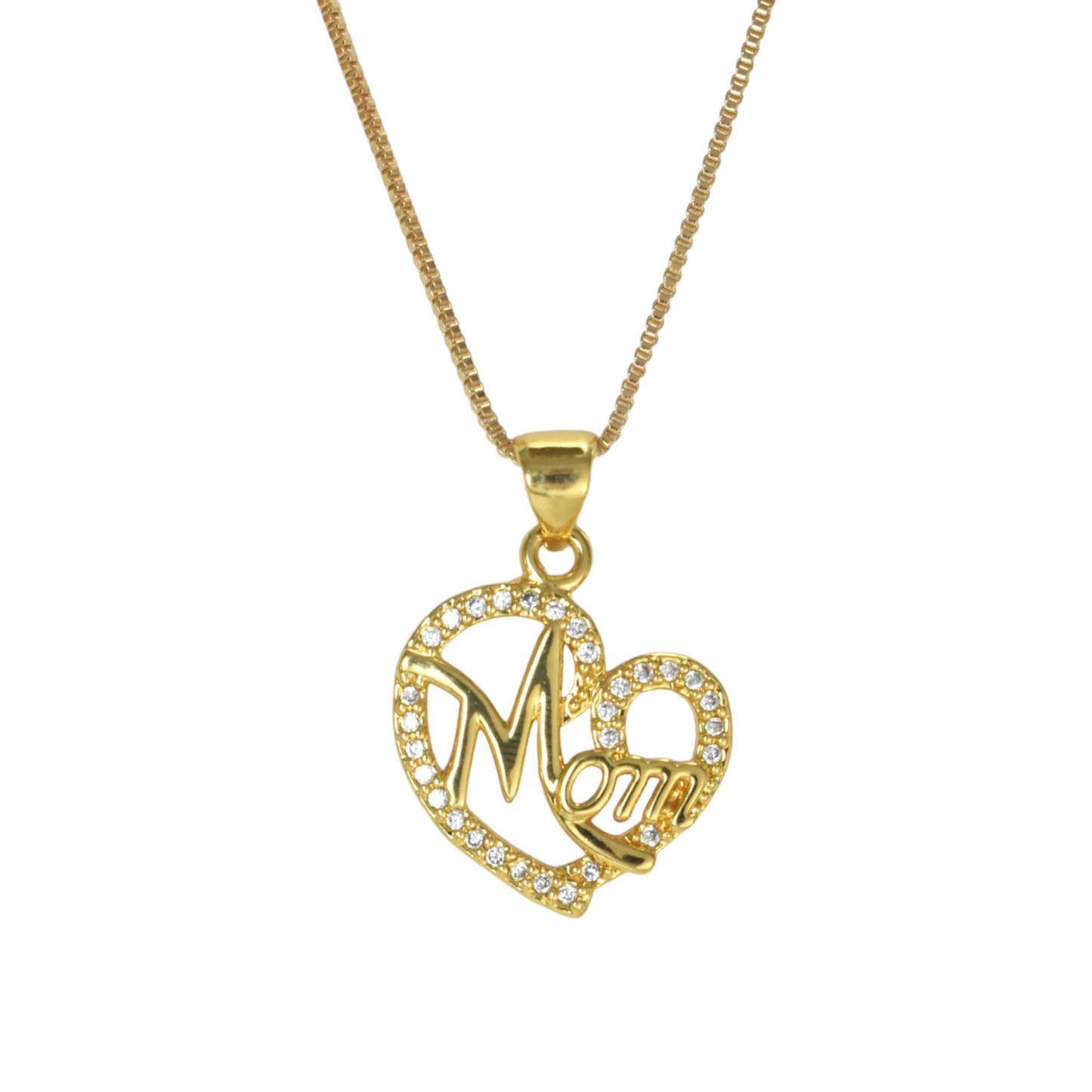 Gold Plated Heart Pendant Charm with CZ for mom