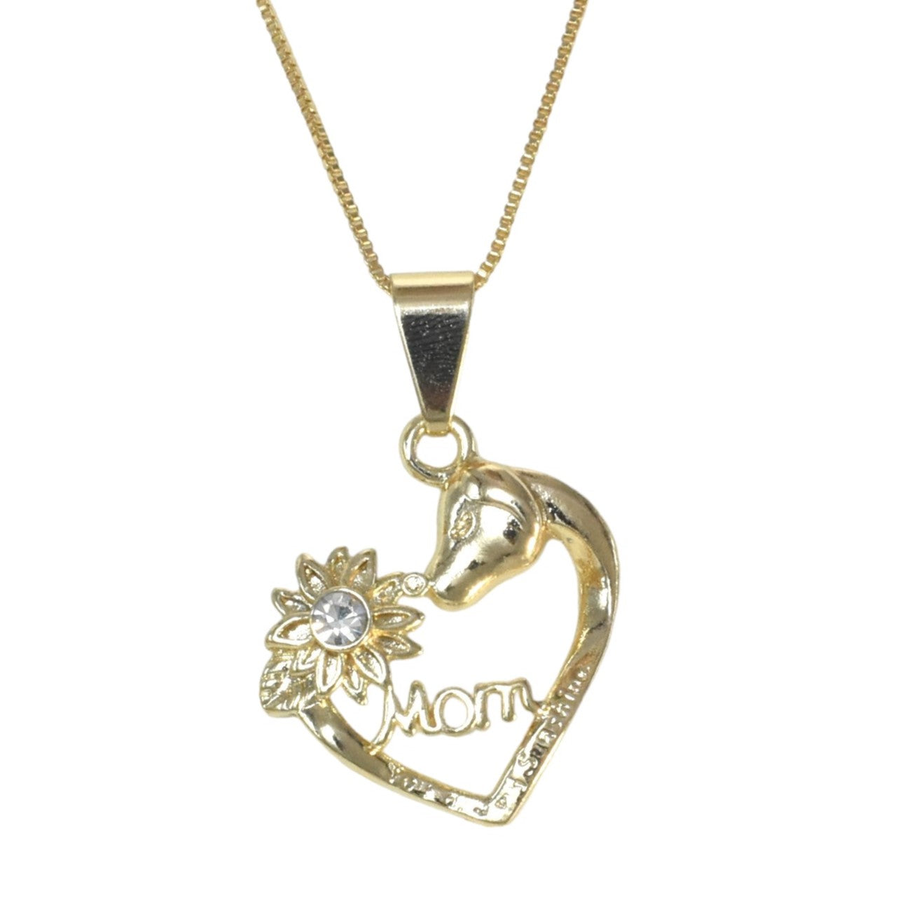 Gold Plated Heart Pendant Charm with CZ for mom