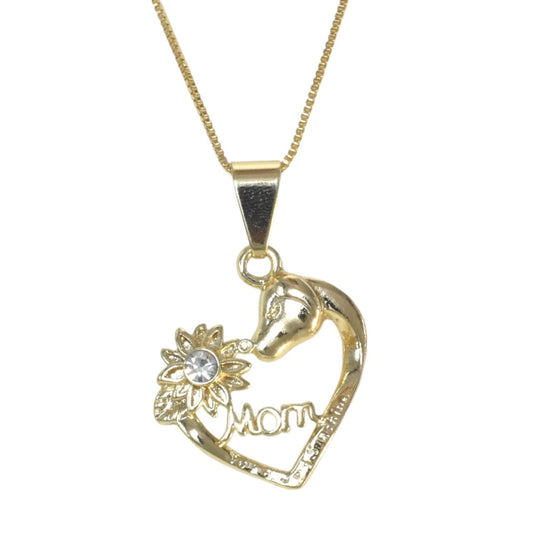 Gold Plated Heart Pendant Charm with CZ for mom