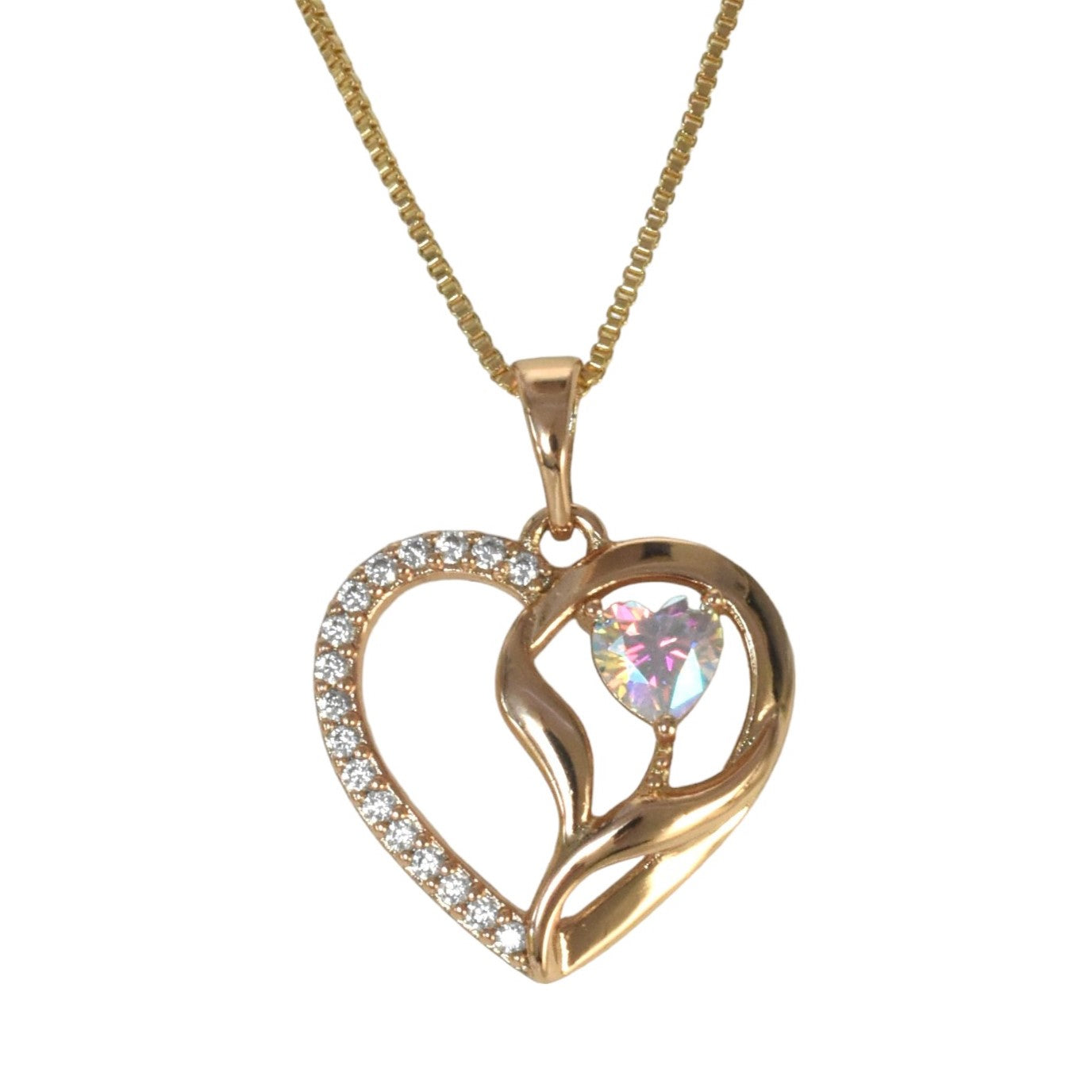 Gold Plated Heart Pendant Charm with CZ | Wholesale Jewelry