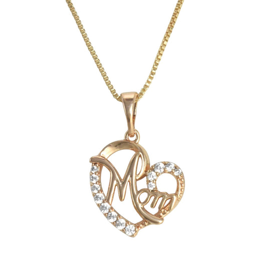 Gold Plated Heart Pendant Charm With CZ for mom | Wholesale Jewelry