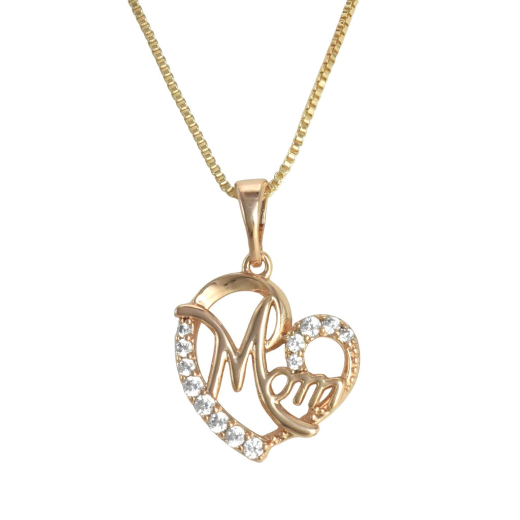 Gold Plated Heart Pendant Charm with CZ for mom
