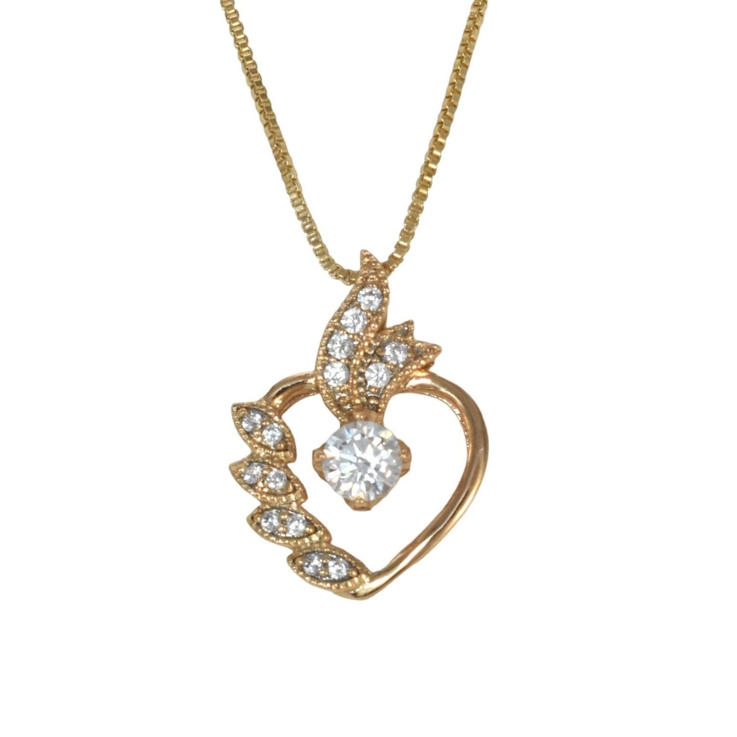 Gold Plated Heart Pendant Charm with CZ | Wholesale Jewelry