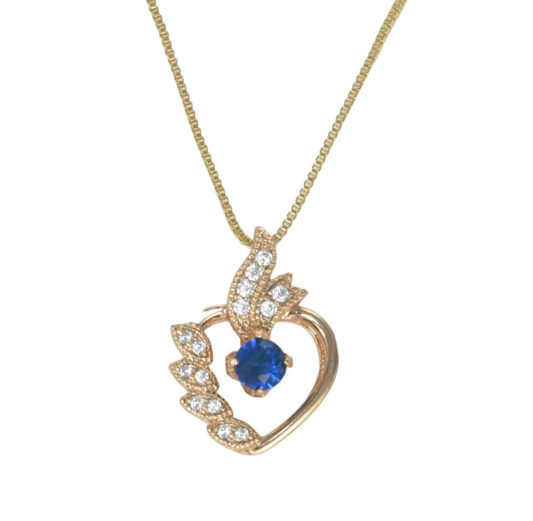 Gold Plated Heart Pendant Charm with CZ