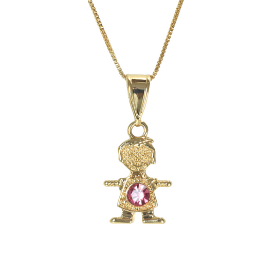 Gold Plated Kids Boys Pendant Charm with CZ, Niño Charm Pendant | Wholesale Jewelry