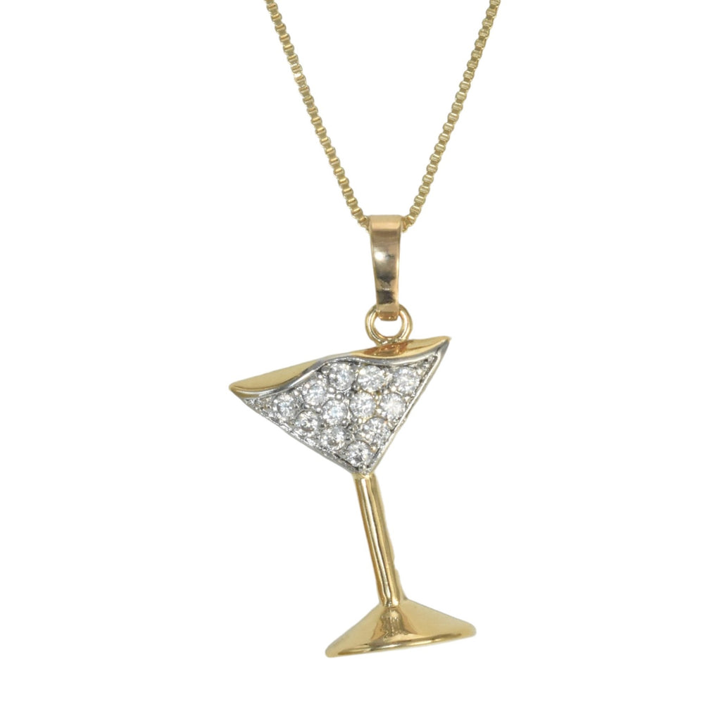 Gold Plated Trophy Cup Pendant Charm with CZ
