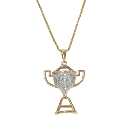 Gold Plated Trophy Cup Pendant Charm with CZ | Wholesale Jewelry