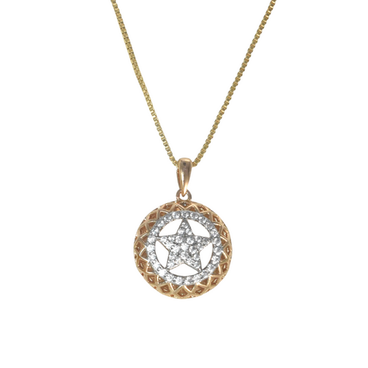 Gold Plated Star Pendant Charm with CZ