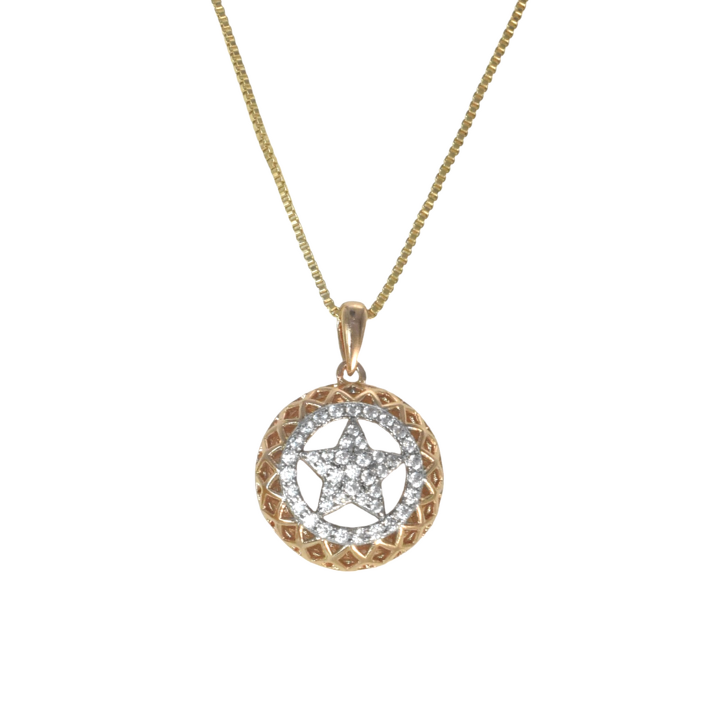Gold Plated Star Pendant Charm with CZ