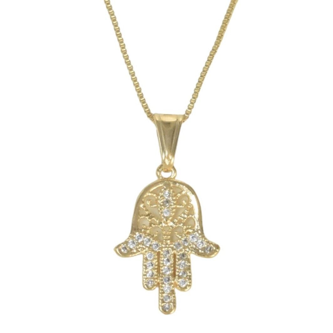 Gold Plated Protection Pendant Charm - Hamsa Hand Charm