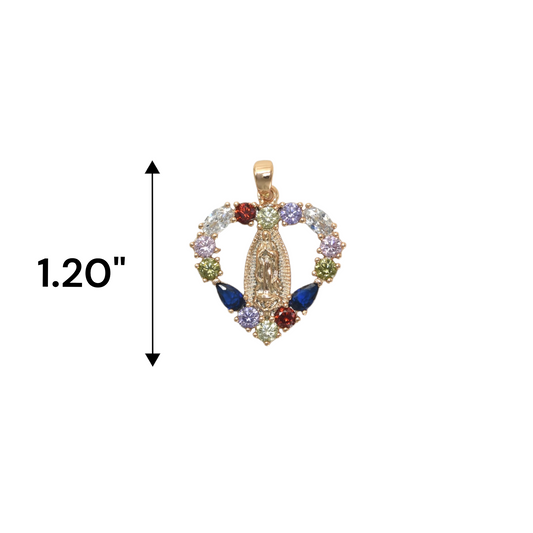 Gold Plated Virgin Mary Charm Pendant with CZ