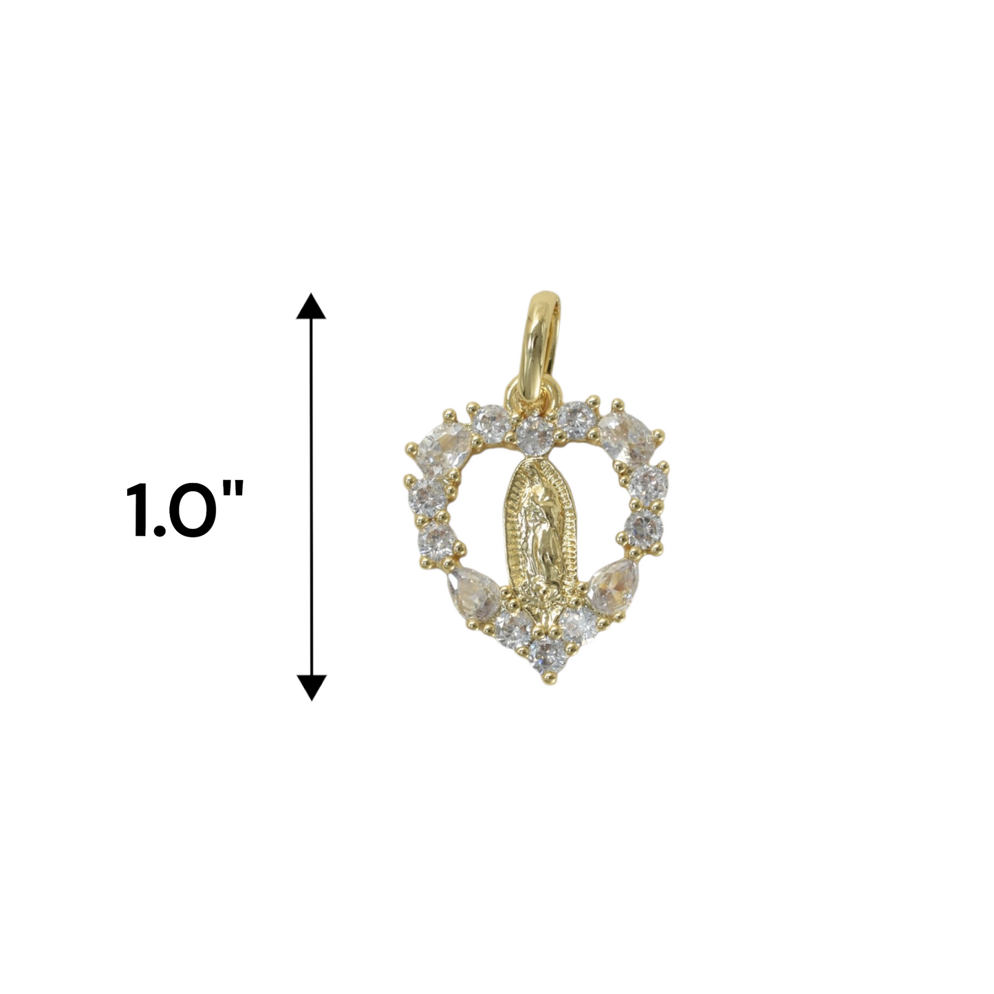 Gold Plated Virgin Mary Charm Pendant with CZ | Wholesale Jewelry