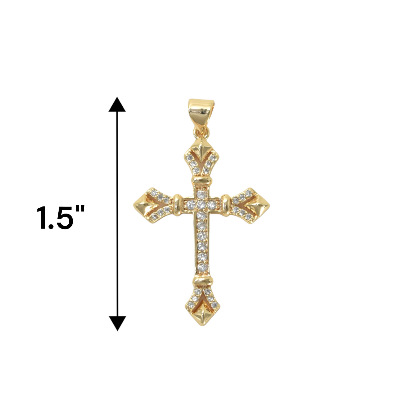 Gold Plated Cross Pendant Charm Pendant with CZ | Wholesale Jewelry