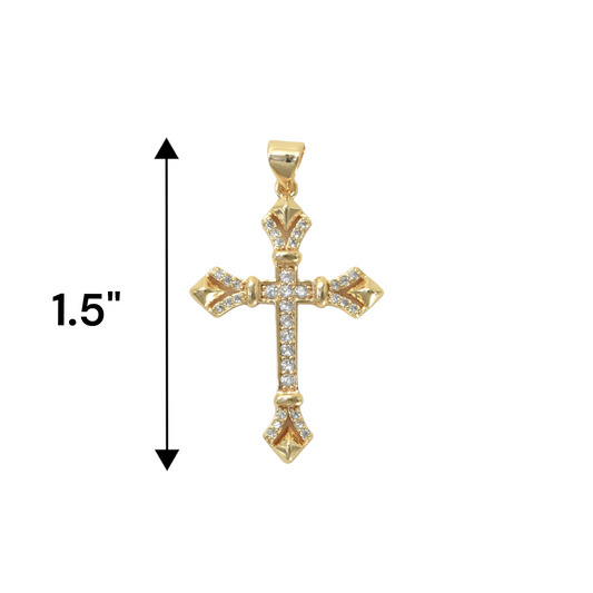 Gold Plated Cross Pendant Charm Pendant with CZ