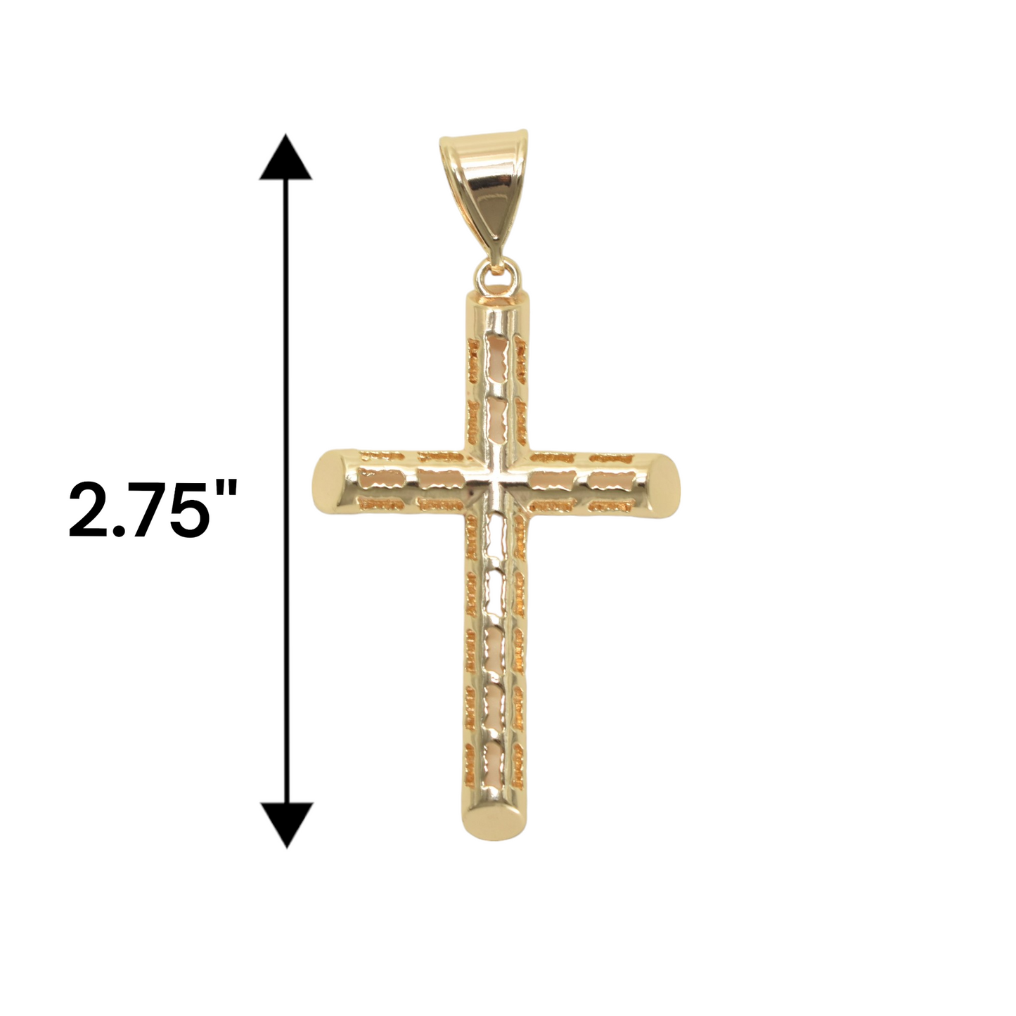 Gold Plated Cross Pendant Charm Pendant with CZ | Wholesale Jewelry