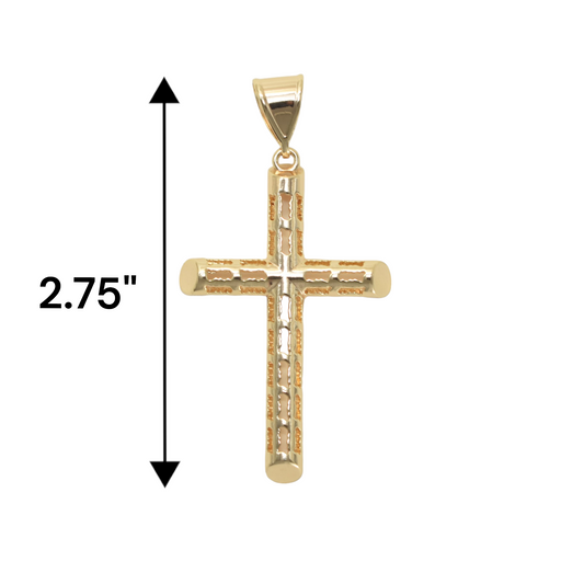 Gold Plated Cross Pendant Charm Pendant with CZ