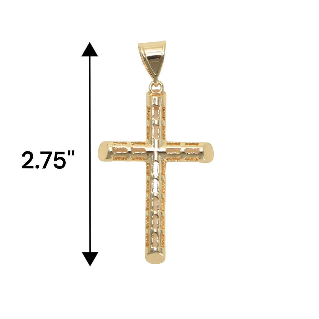 Gold Plated Cross Pendant Charm Pendant with CZ