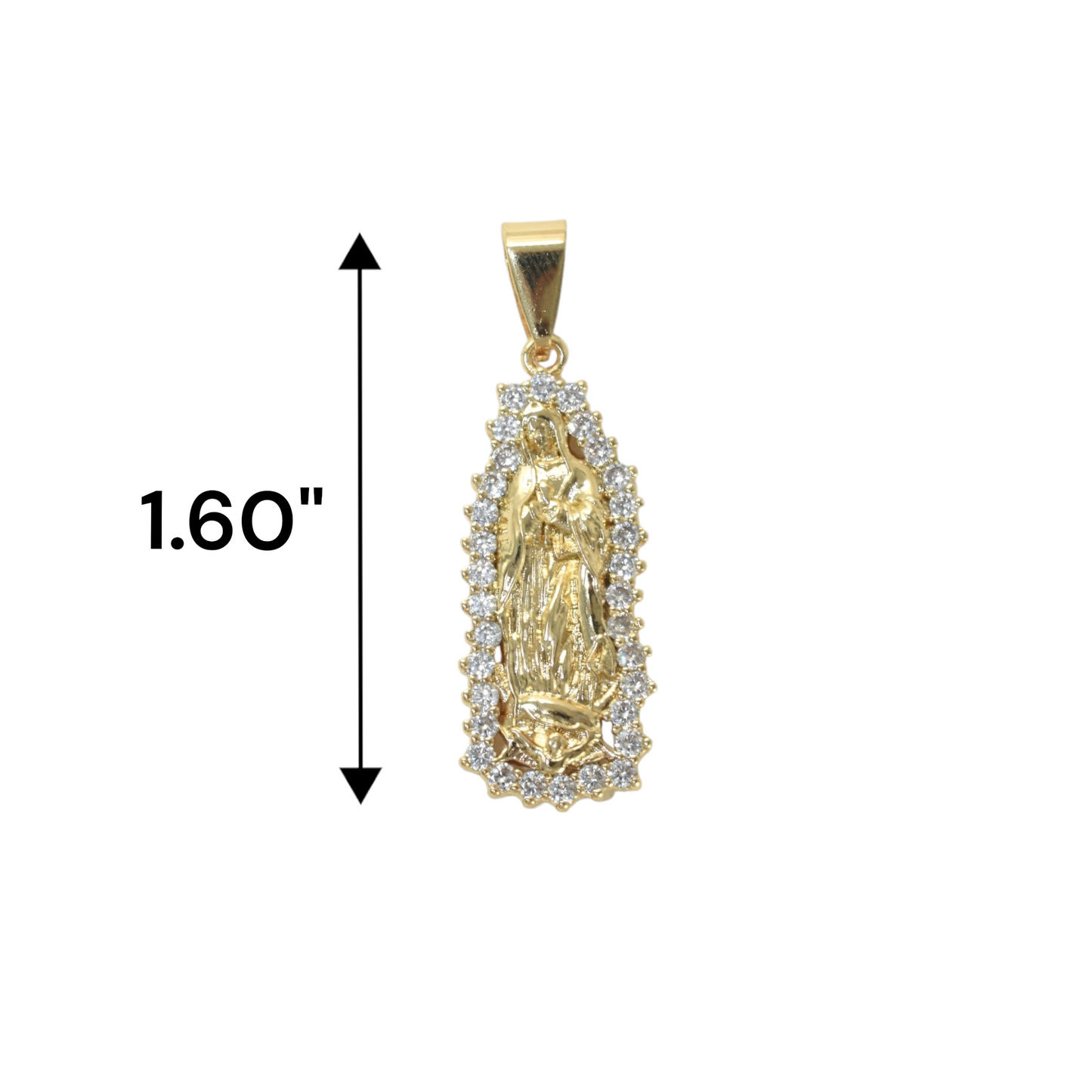 Gold Plated Virgin Mary Pendant Charm Pendant with CZ | Wholesale Jewelry