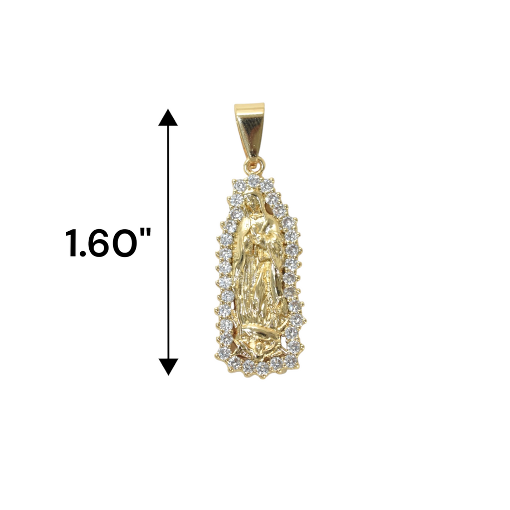 Gold Plated Virgin Mary Pendant Charm Pendant with CZ