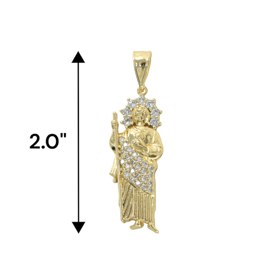 Gold Plated St Judas Pendant with CZ | Wholesale Jewelry