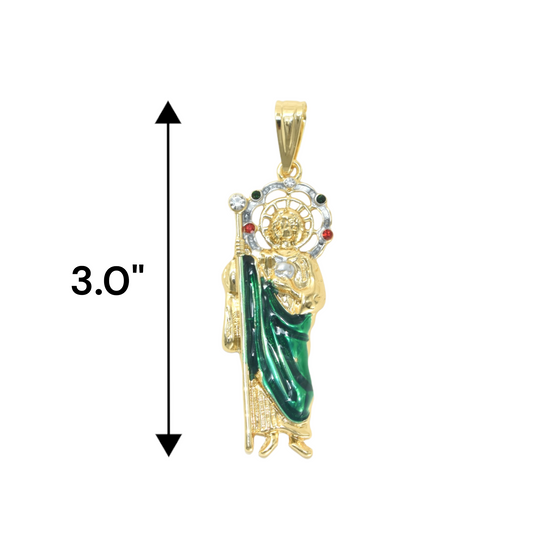 Gold Plated St Judas Pendant with CZ | Wholesale Jewelry