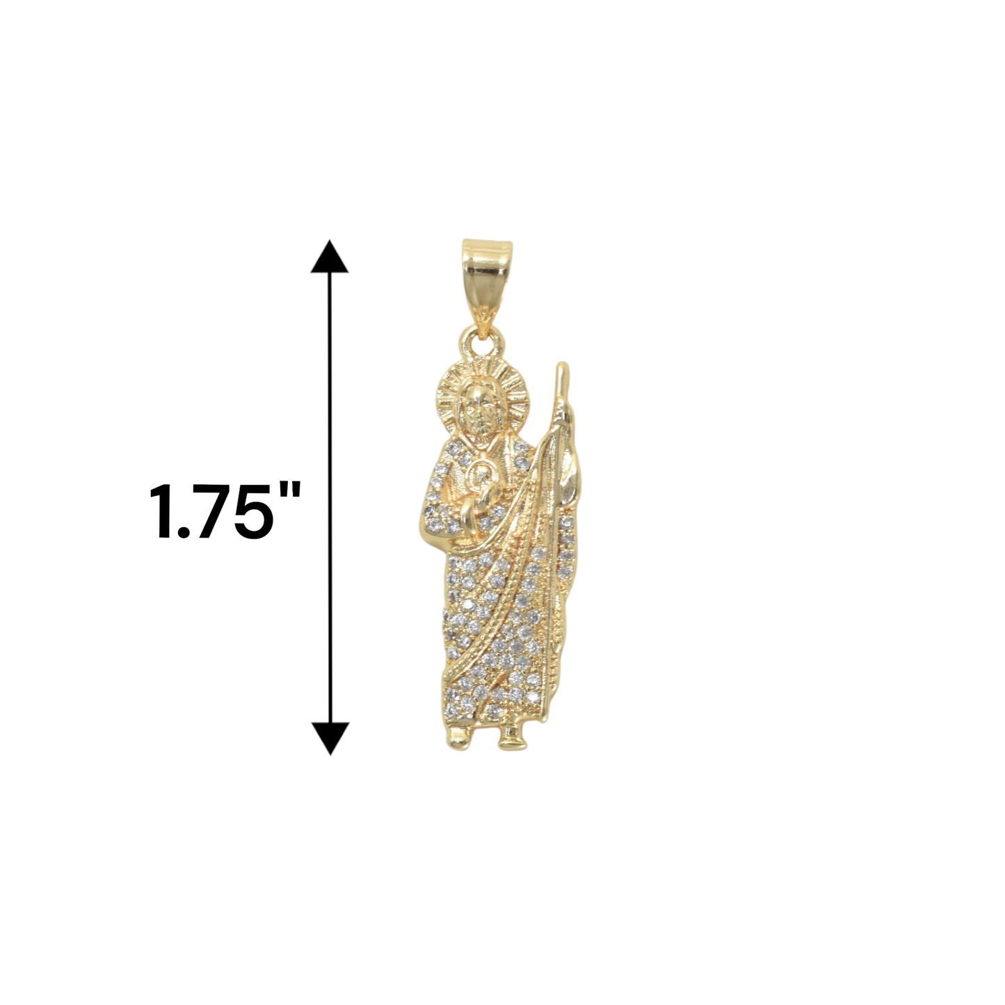 Gold Plated St Judas Pendant with CZ | Wholesale Jewelry