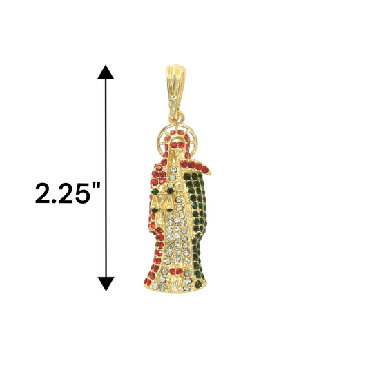 Gold Plated Santa Muerte Pendant with CZ | Wholesale Jewelry