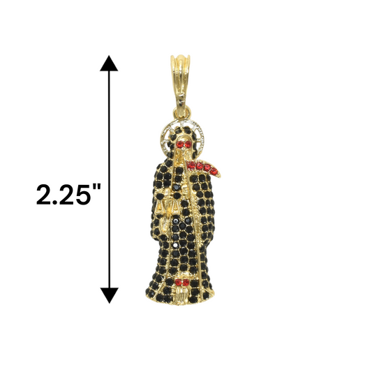 Gold Plated Santa Muerte Pendant with CZ | Wholesale Jewelry