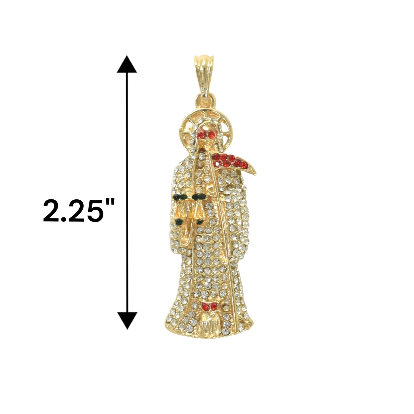 Gold Plated Santa Muerte Pendant with CZ | Wholesale Jewelry