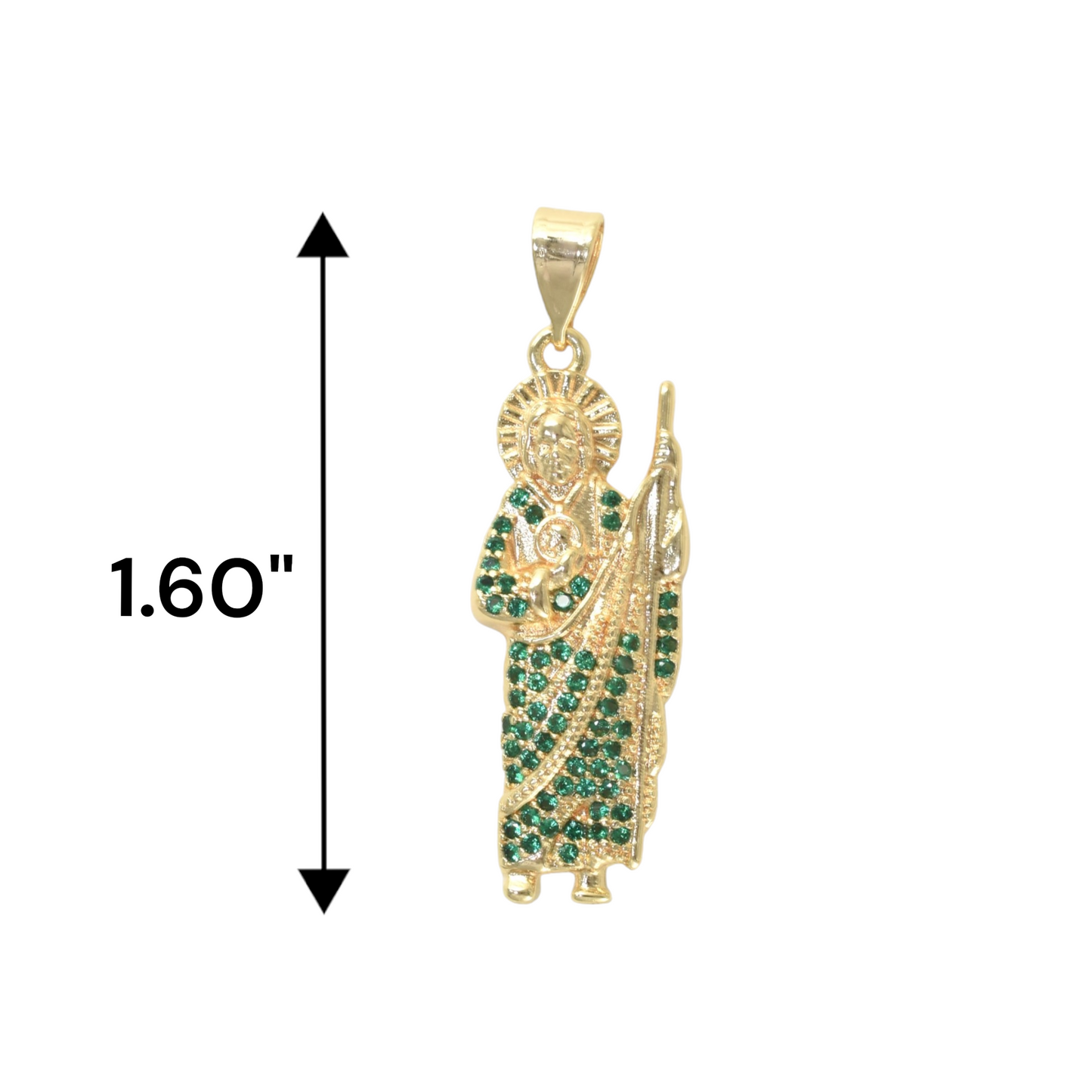 Gold Plated St Judas Pendant with CZ | Wholesale Jewelry